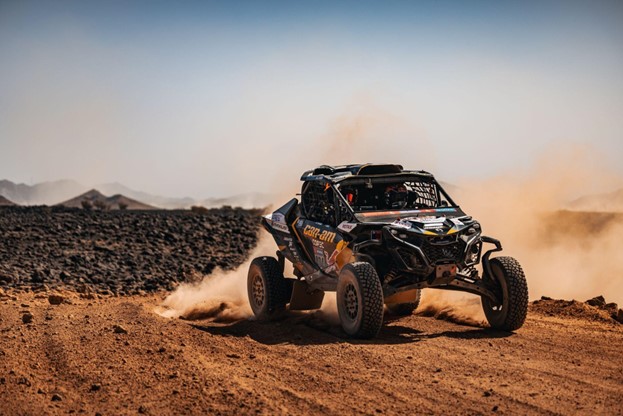   Chaleco Lopez and Sara Price claim three consecutive stage wins with the Can-Am Maverick R.